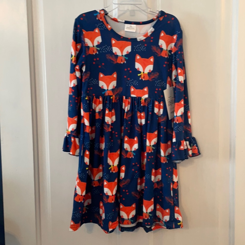 NWT Adorable Fox Print Dress with Ruffles on the Sleeves